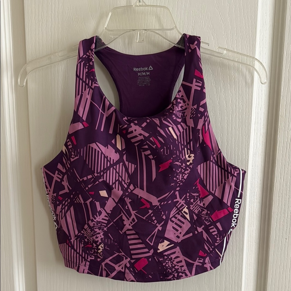 Reebok Women's Geometric Purple and Pink Sports Bra